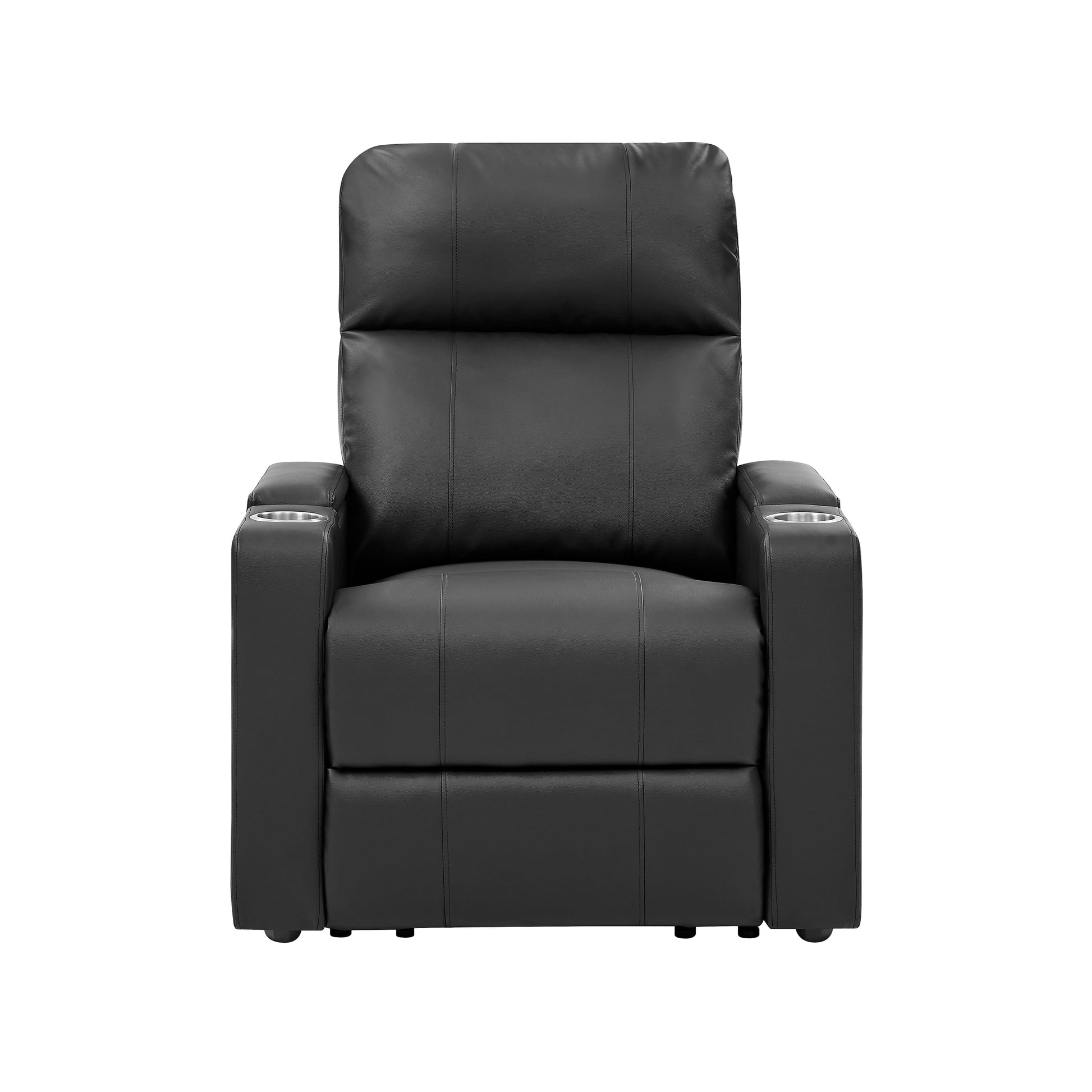 Home Theater Recliner with USB Charging Ports, Faux Leather, Multiple Finishes