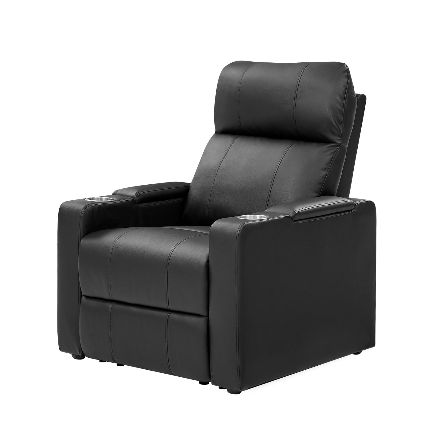 Home Theater Recliner with USB Charging Ports, Faux Leather, Multiple Finishes